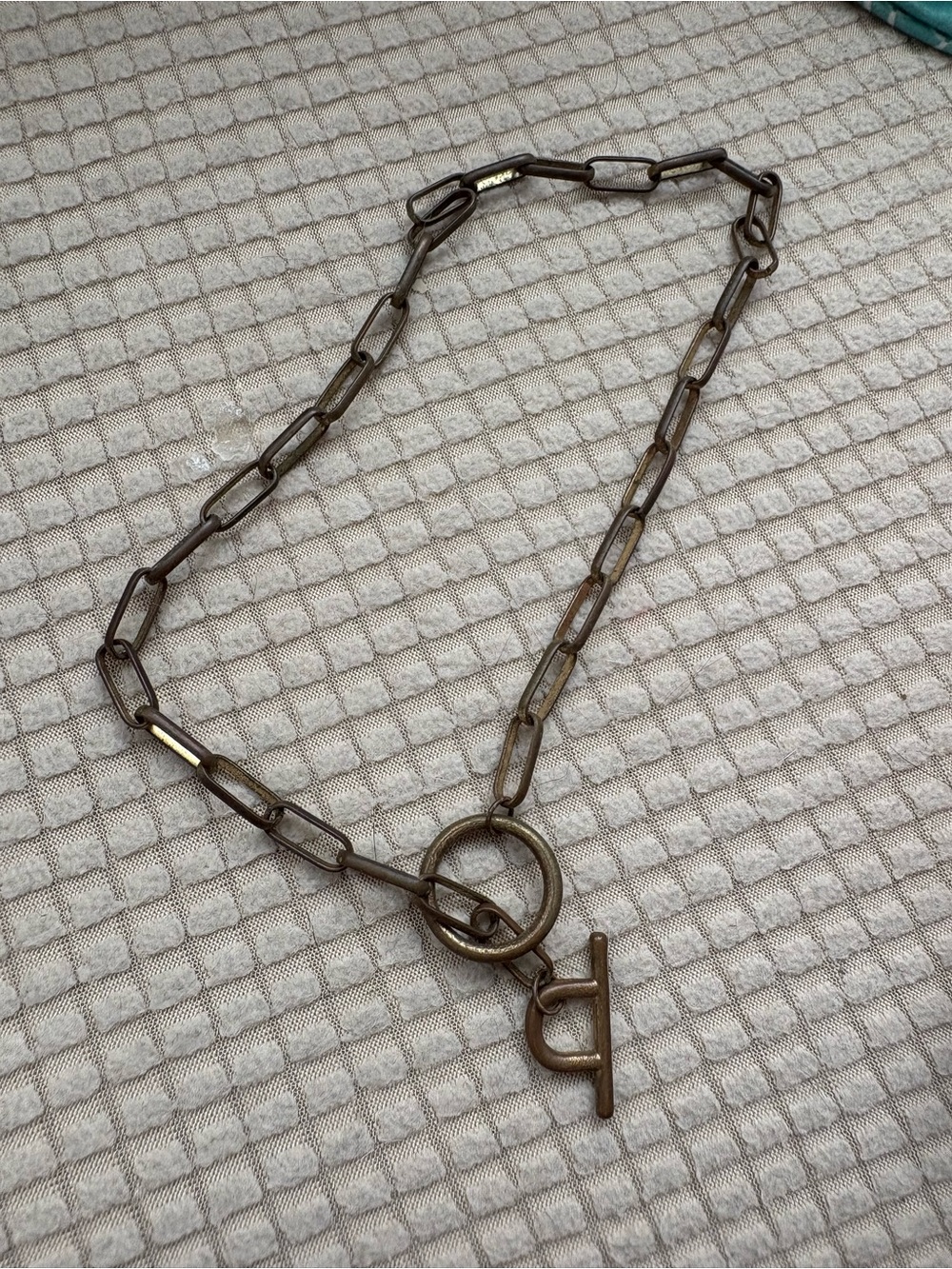 CC Boutique Antiqued Brass-Tone Link Toggle Necklace